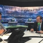 El presidente del Getafe, Ángel Torres, con José Ramón de la Morena en El Transistor.