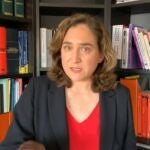 La alcaldesa de Barcelona, Ada Colau, en videoconferencia