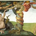 La caída del hombre, representada por Miguel Ángel en la Capilla Sixtina.