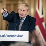 Boris Johnson el lunes durante una conferencia de prensa sobre el Covid-19