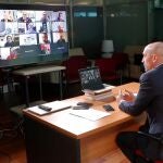 Luis Rubiales, en la reunión por vía telemática con los presidentes de las federaciones territoriales