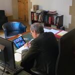 El presidente de la Generalitat, Quim Torra, se reúne por videoconferencia con representantes del mundo local.GENERALITAT19/03/2020