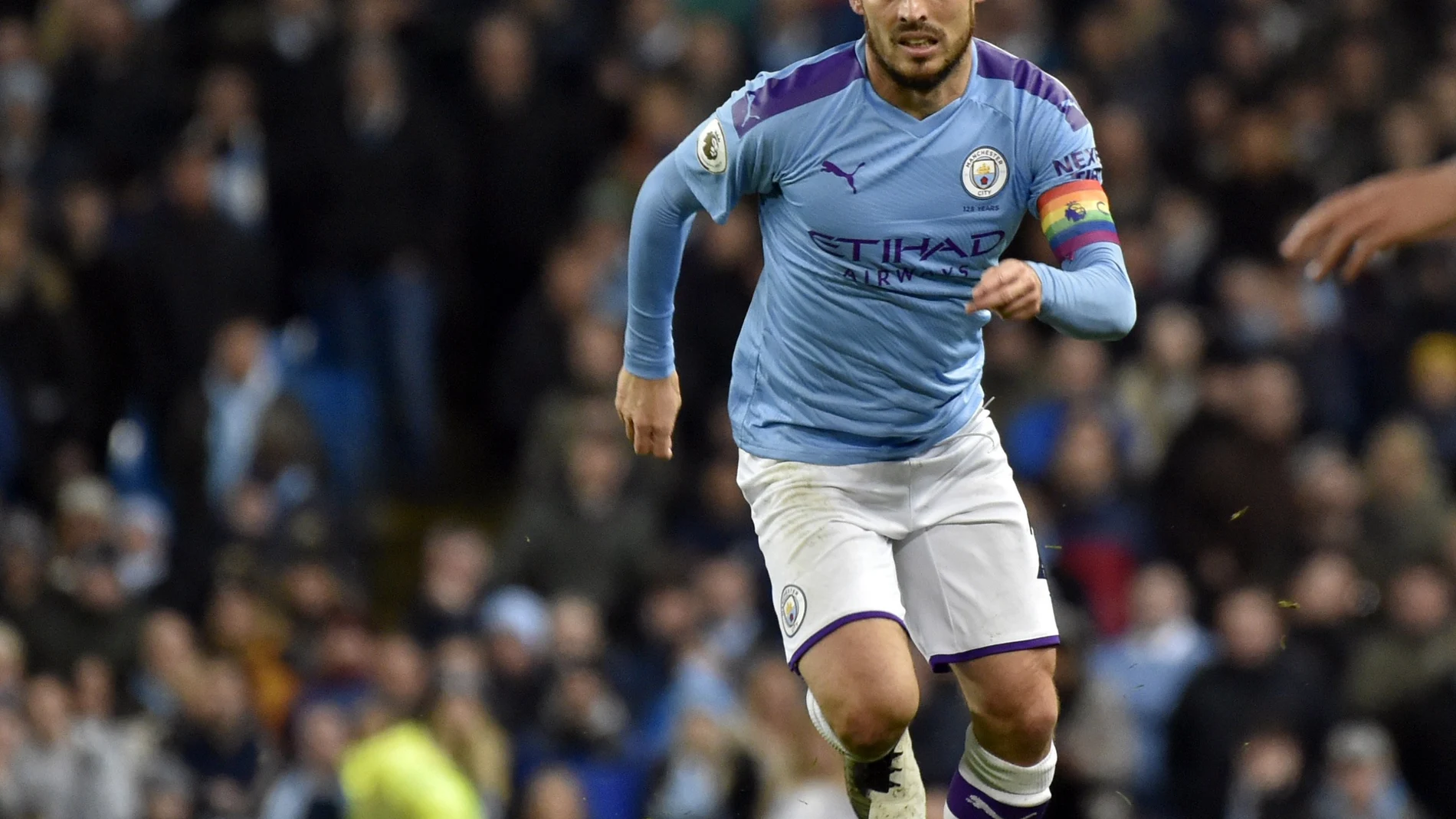 David Silva con el Manchester City.