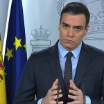 Pedro Sánchez durante su comparecencia de ayer sábado