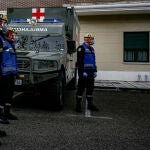 Militares de la UME en una residencia de Madrid