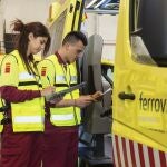 Trabajadores del servicio de ambulancias de Ferrovial.