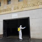 La UME desinfecta la lonja de Almería
