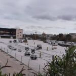 Imagen de los trabajos de construcción del hospital de campaña que se levantó junto a la Fe de Valencia