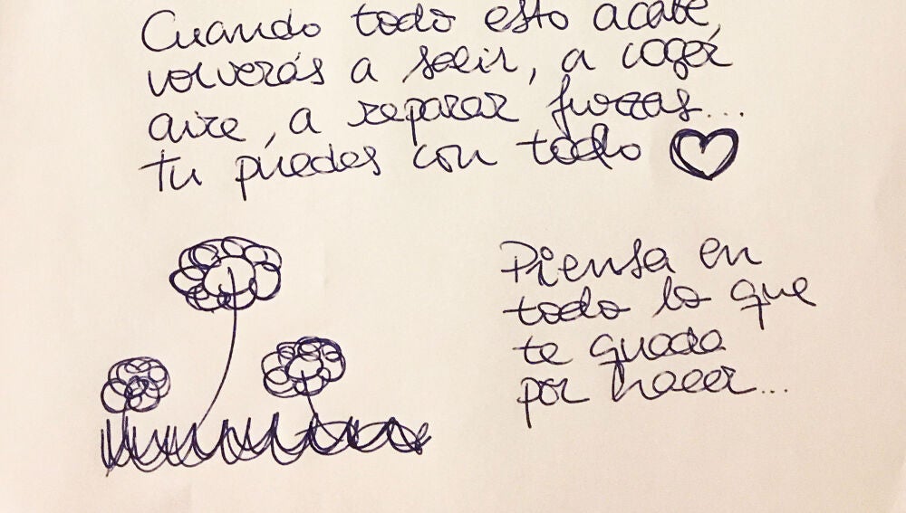 Carta escrita por Ana, víctima de violencia de género, para mandarse ánimo