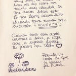Carta escrita por Ana, víctima de violencia de género, para mandarse ánimo