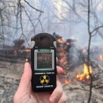 Forest fire at exclusion zone around Chernobyl nuclear power plant