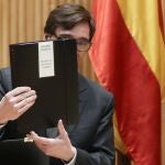 El Ministro de Sanidad, Salvador Illa, en la Comisión de Sanidad del Congreso este miércoles en Madrid. EFE/Kiko Huesca Pool