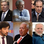 De izquierda a derecha y de arriba a abajo, José Luis Corcuera, César Antonio Molina, José María Múgica, Toni Roldán, José María Margallo y Julio Anguita