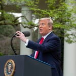 Trump durante su comparecencia