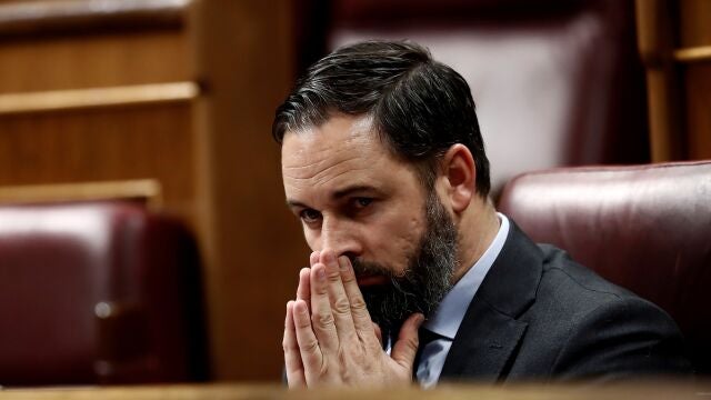 El líder de Vox, Santiago Abascal, durante el pleno celebrado este miércoles en el Congreso