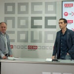 Los secretarios regionales de UGT y CCOO, Faustino Temprano y Vicente Andrés