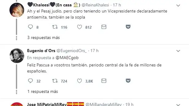 Mensajes de Twitter en respuesta a Exteriores