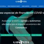 Captura de pantalla de la página web de Garántia