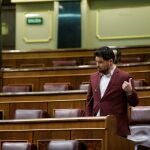 El portavoz de ERC, Gabriel Rufián, durante su intervención en la sesión de control al Ejecutivo celebrada este miércoles en el Congreso
