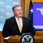 Mike Pompeo en la rueda de prensa ofrecida en la sede del Departamento de Estado (Foto de ARCHIVO)31/03/2020 ONLY FOR USE IN SPAIN