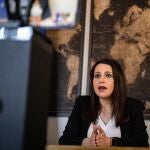 La líder de Ciudadanos, Inés Arrimadas en una de sus intervenciones telemáticas/ Cs