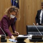 La presidenta del Congreso, Meritxel Batet, al inicio de la nueva comisión para la reconstrucción social y económica constituida en la Cámara Baja, de la que ha sido elegido presidente el expresidente del Congreso y diputado socialista Patxi López.