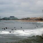 Vista general en la playa de la Barceloneta el pasado fin de semana