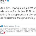 Twit de Arnaldo Otegui