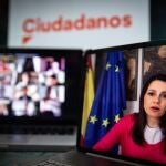 Inés Arrimadas en rueda de prensa telemática tras la reunión del Comité Ejecutivo Nacional de Cs