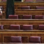 El diputado de Compromís, Joan Baldoví, durante su intervención este miércoles en la sesión de Control al Ejecutivo que se celebra en el Congreso, en un momento en el que el Gobierno intenta recabar apoyos para aprobar una nueva prórroga del estado de alarma