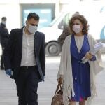 La ministra de Hacienda, María Jesús Montero, a su llegada a la sesión de Control al Ejecutivo este miércoles en el Congreso, en un momento en el que el Gobierno intenta recabar apoyos para aprobar una nueva prórroga del estado de alarma.