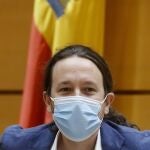El vicepresidente segundo y ministro español de Derechos Sociales y Agenda 2030, Pablo Iglesias,compareció este jueves ante la Comisión de Derechos Sociales del Senado