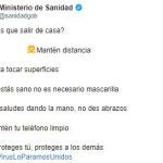 Tuit del Ministerio de Sanidad
