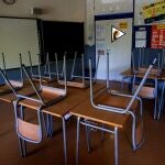 Vista de un aula vacía de la Escola l'Estel de Barcelona