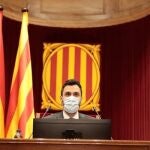 El presidente del Parlament, Roger Torrent, en el pleno del 21 de mayo.