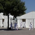 El Recinto Ferial de Torrejón de Ardoz, este miércoles, preparado para las pruebas masivas de coronavirus.