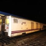 El tren Lusitania a su paso por la frontera entre Fuentes de Oñoro (Salamanca, España) y Vilar Formoso (Portugal)
