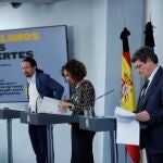 Última rueda de prensa en la que aparecieron juntos Pablo Iglesias y José Luis Escrivá, en la presentación de Ingreso Mínimo Vital