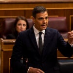 El presidente del Gobierno, Pedro Sánchez, durante la sesión de control al Gobierno
