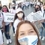 Imagen de la concentración protagonizada este martes en Sevilla por feriantes de Andalucía