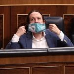 El vicepresidente segundo del Gobierno, Pablo Iglesias, en el Congreso de los Diputados