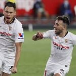 GRAF9553. SEVILLA, 11/06/2020.- Lucas Ocampos celebra un gol con el Sevilla. EFE / José Manuel Vidal.
