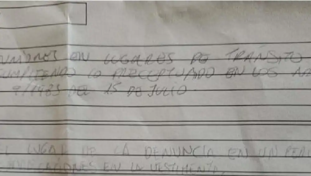 Extracto de la denuncia