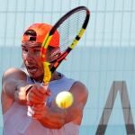 El tenista español Rafa Nadal, durante su entrenamiento en el Mutua Madrid Open 2019
