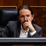 El vicepresidente segundo del Gobierno, Pablo Iglesias, durante la sesión de Control al Gobierno