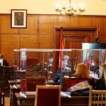 Sala del Juzgado de Sevilla donde un jurado popular enjuicia a los siete acusados del triple crimen ocurrido en Dos Hermanas (Sevilla) en septiembre de 2017