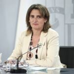 La vicepresidenta para la Transición Ecológica y el Reto Demográfico, Teresa Ribera, hoy, en La Moncloa