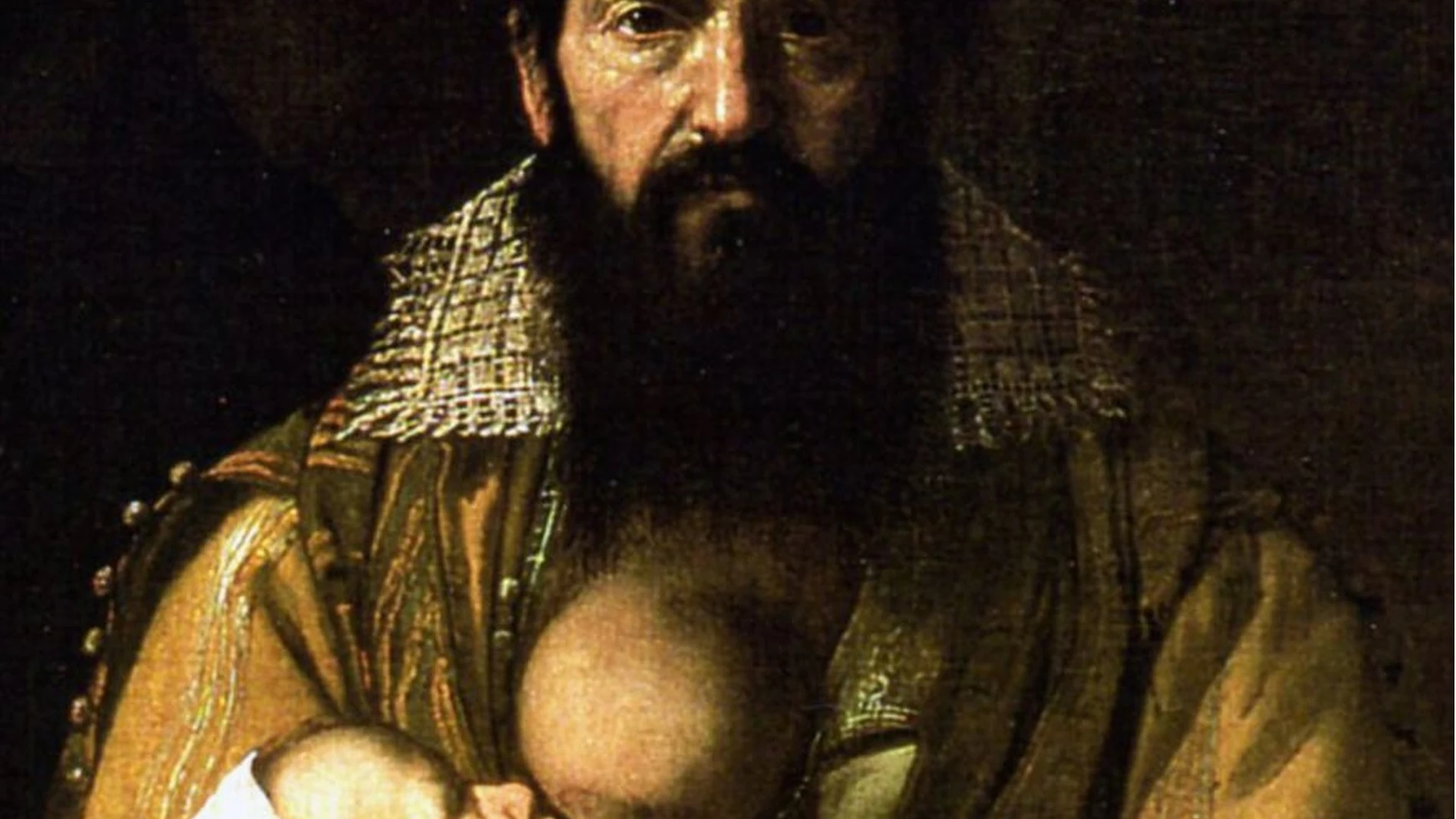 Fragmento de "La mujer barbuda", óleo de José de Ribera pintado en 1631, contemporáneo a Eleno de Céspedes