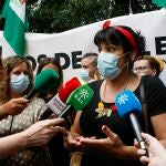 Teresa Rodríguez, en la concentración de los trabajadores de Alestis