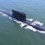 Imagen de archivo del submarino ruso Petropavlovsk-Kamchatsky , tras finalizar el ejercicio de rescate de parte de su tripulación en aguas profundas, en 2020